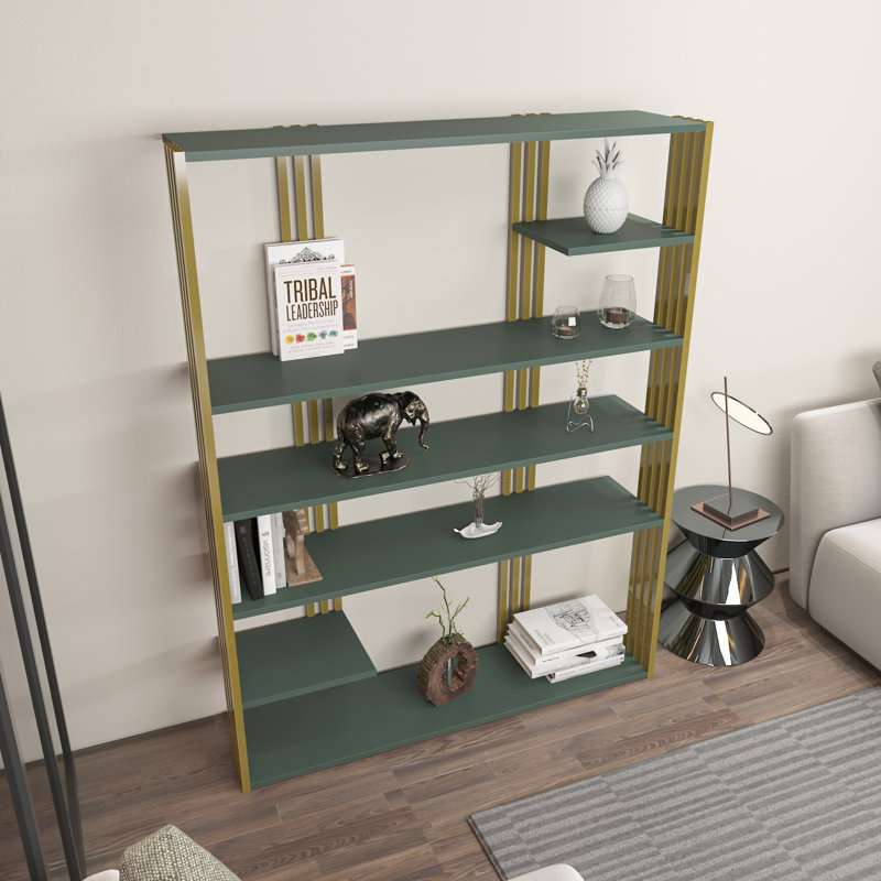 JENI BOOKCASE , Silva Green/Gold