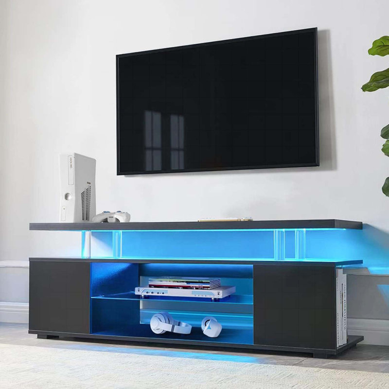 Birkbeck Unfinished TV Stand, Black, 21" H x 51" W x 16" D, Engineered Wood