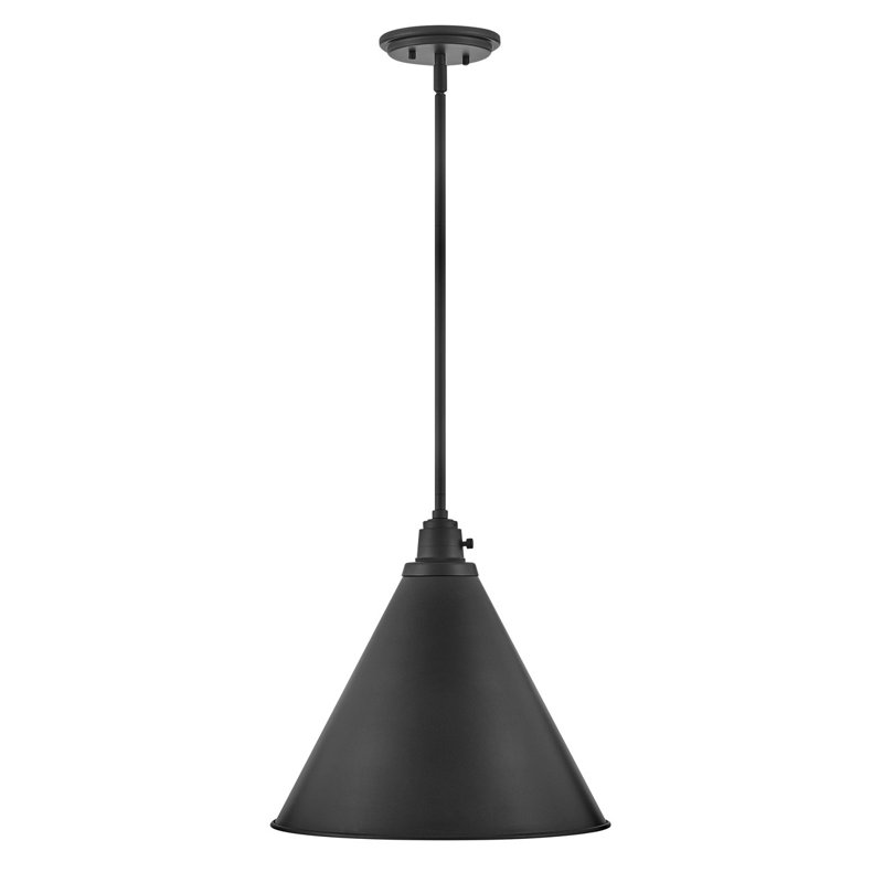Arti 15-in Pendant Light with On/Off switch, Black