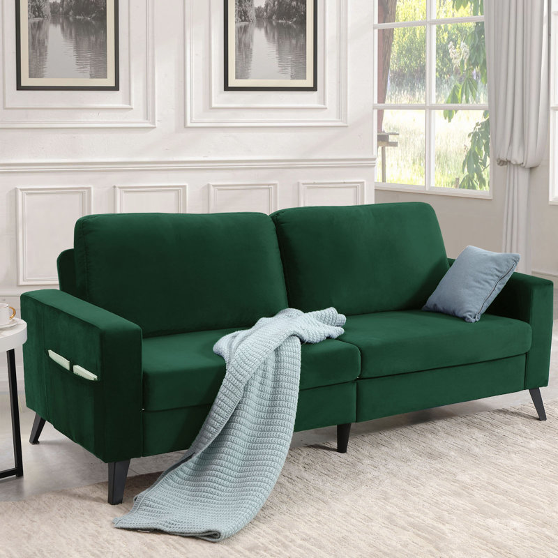 Chione 3 Seater Loveseat, Green Velvet
