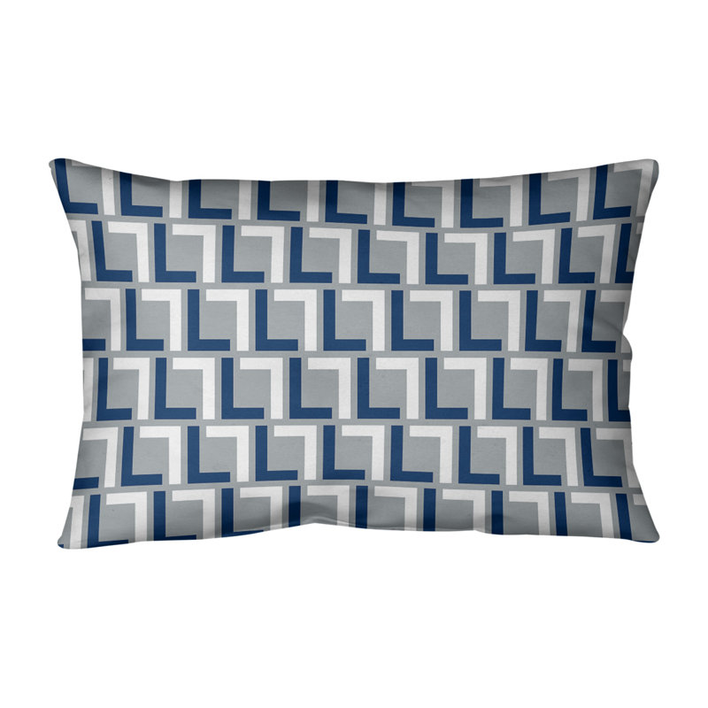 Housse de coussin Indianapolis, Gris / bleu bolide / blanc, Simili daim