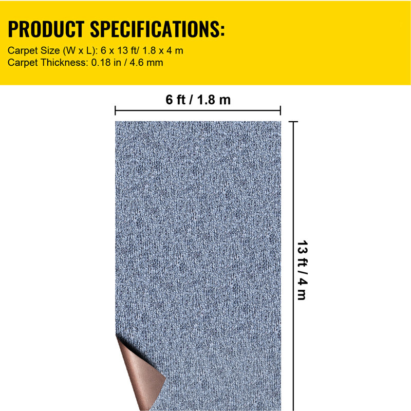 Tapis d'extérieur gris pour bateau de 6 pi x 13,1 pi, antidérapant, à dossier souple, amélioré, facile à nettoyer et à installer