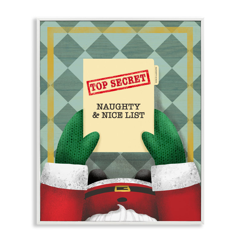Giclée encadrée Top Secret Santa List, conception par Jilly Jack Designs, H 14 po x l 11 po
