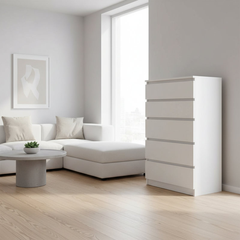 Helen 70 cm W Chest of 5 Drawers, White