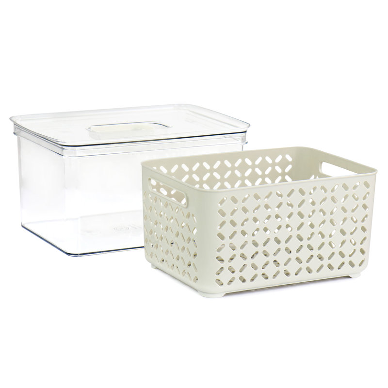 Large White BPA-Free Plastic Food Storage Container with Colander