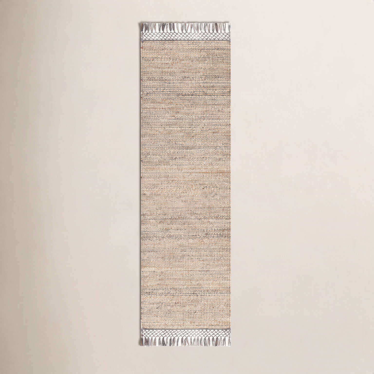 Blume Tan Charcoal Hand-Woven Jute Rug, Runner 2'6" x 8'