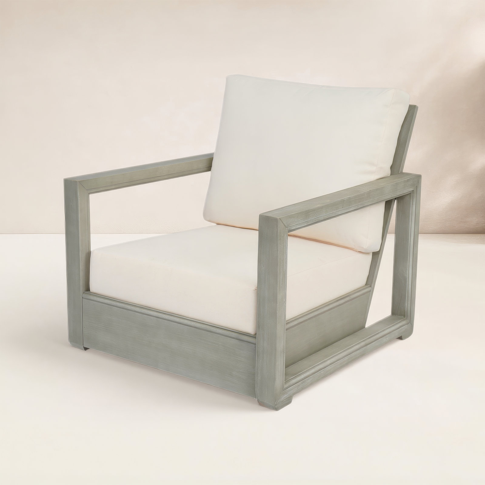 Donnie Acacia Outdoor Lounge Chair, Light Gray