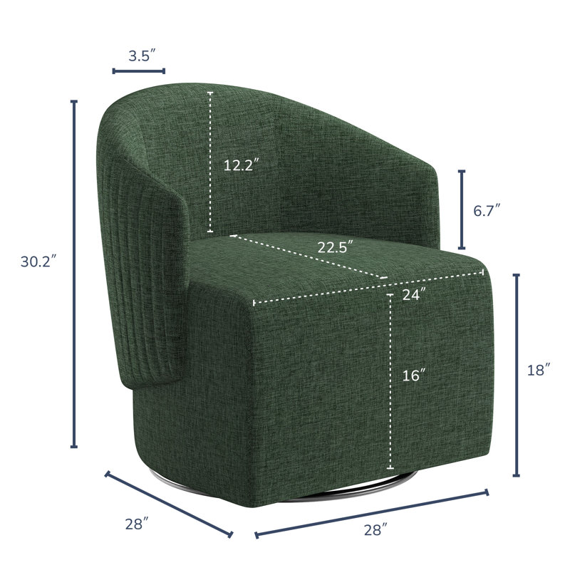 Fauteuil demi-tonneau pivotant Suhaylah, Polyester vert