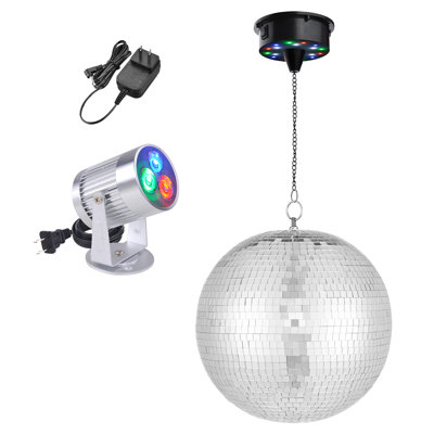 Grande boule disco de 12 po avec moteur et rotateur de lumière de 6 tr / min et projecteur RVB de 3 W pour les groupes de groupes de fête des années 70 et 80