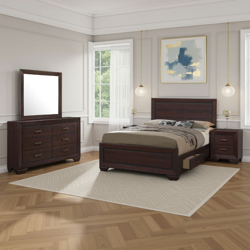 Bello 4 Piece Bedroom Set Underbed Drawers, Grand lit