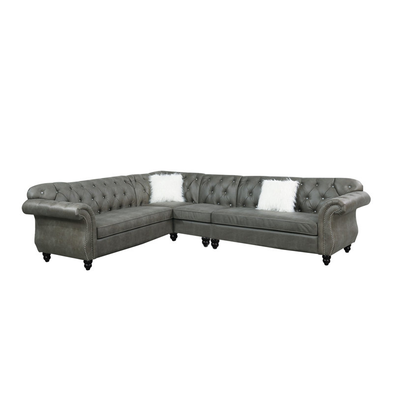 Tiberius Faux Leather L-Shaped Sectional Right Hand Facing