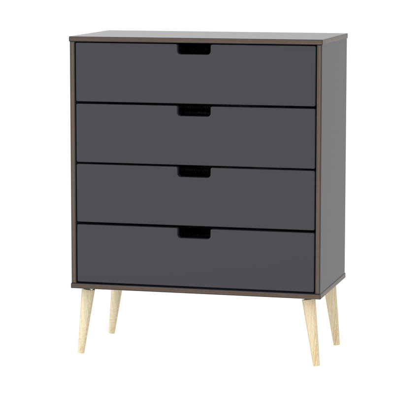 Fully Assembled Fairbury 4 Drawer Chest, Graphite/Oak