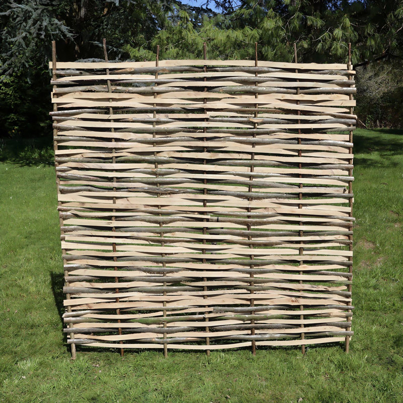 Aagna Contemporary Split Hazel Hurdle Fence Panel, 165cm H x 180cm W x 5cm D