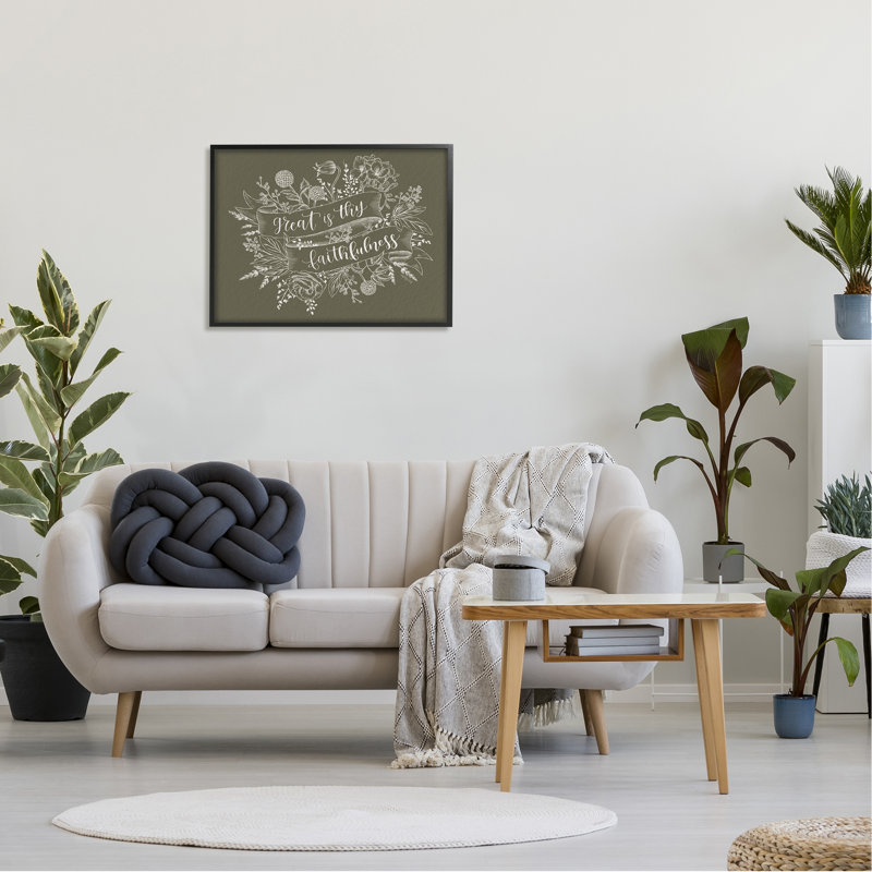 Bordure botanique «Great Is Thy Faithfulness» par Imperfect Dust - impression, L 30 po x H 24 po, Giclée encadrée noir minuit