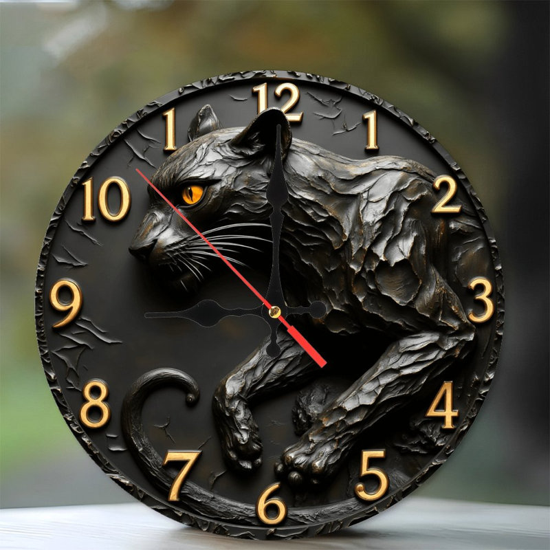 Sculpture horloge de chat