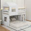 Lit superposé simple en bois sur lit double, lit mezzanine avec maisonnette, maison de campagne, échelle et garde-corps-1087595178