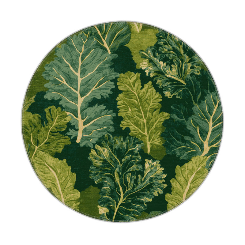 Botanical Green Indoor and Outdoor Area Rug, Rectangle 9' x 12'