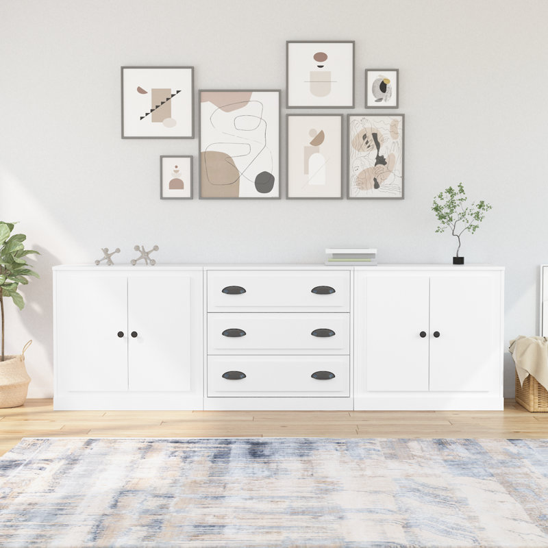 Kerio Sideboards 3 pcs Engineered Wood, White