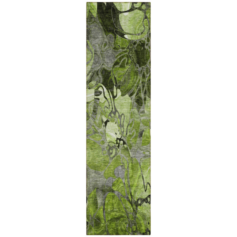 Tapis de couloir intérieur et extérieur vert 8 pi