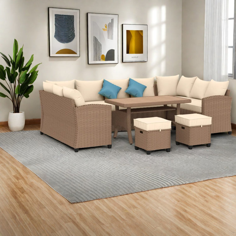 Ensemble de canapés modulaires d'extérieur de qualité supérieure avec cadre en acier et coussins