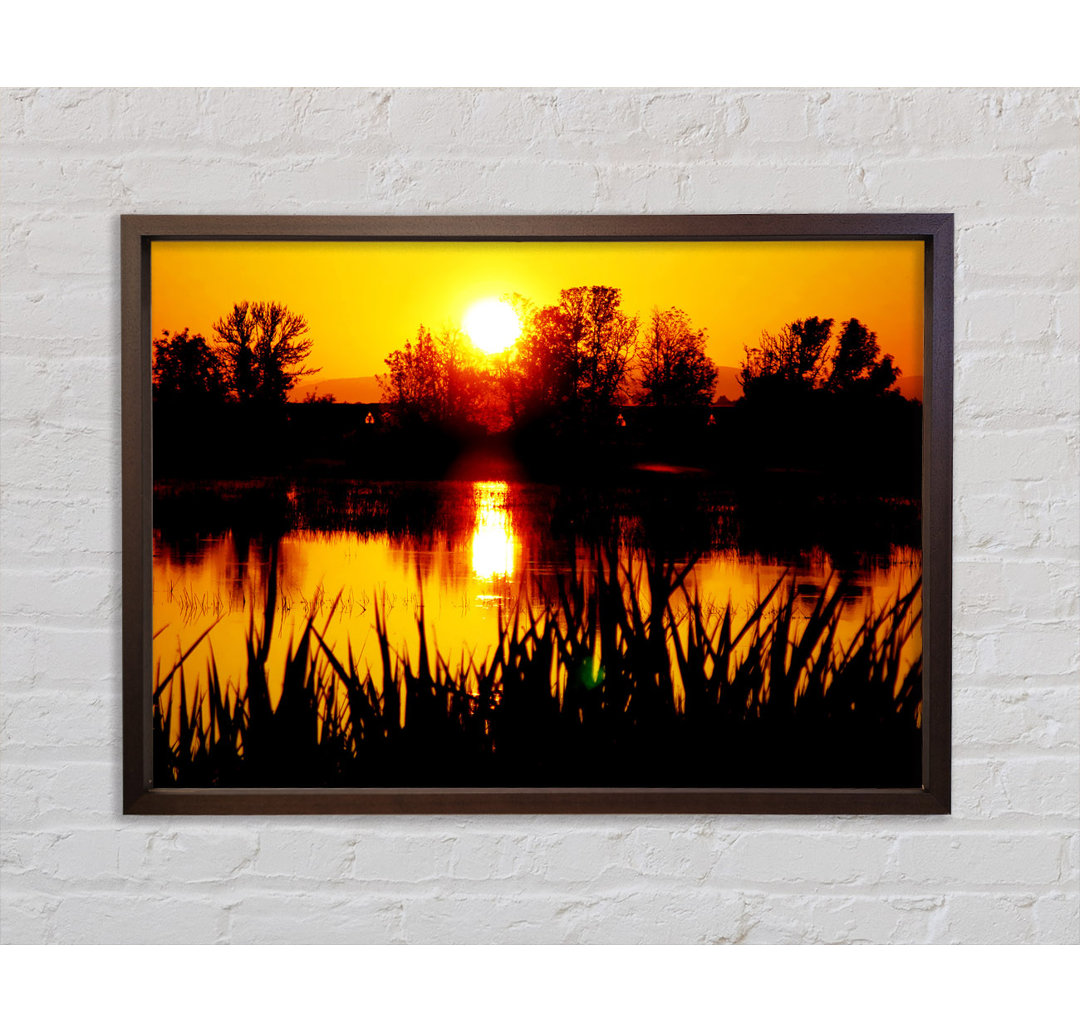 Orange Sunset River - Einzelner Bilderrahmen Kunstdrucke auf Leinwand