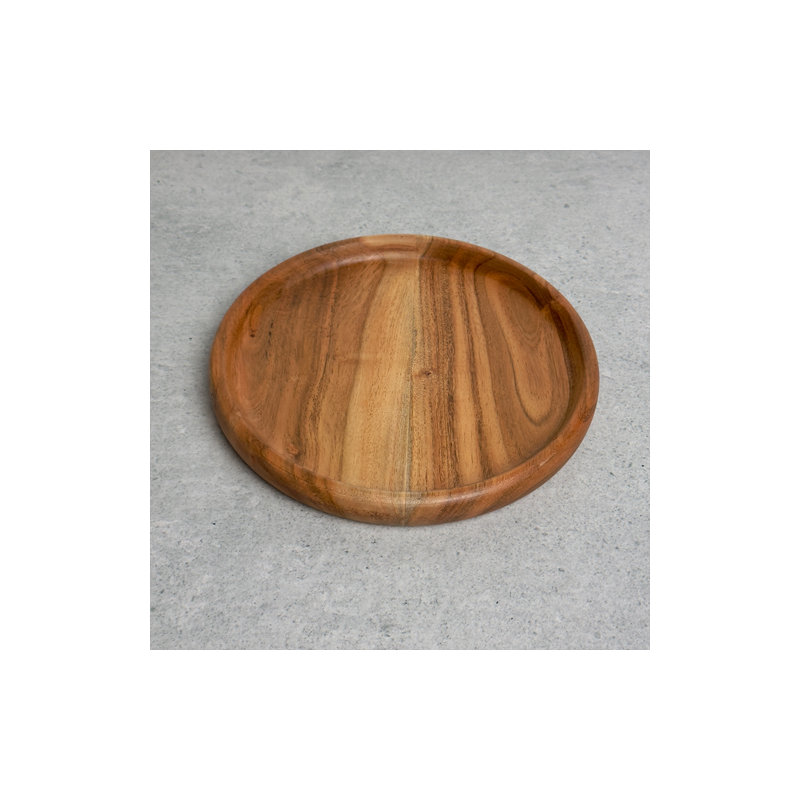 Plateau de service rond en bois d'acacia, H 1 po x l 10 po x P 10 po