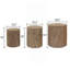 Ensemble de 3 tables basses rondes en bois, tables de bout, supports à plantes et pièces décoratives - finition bois rustique