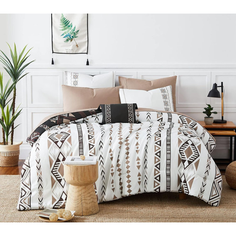 Ensemble d'édredon pour grand lit, ensemble d'édredon Boho Aztec 8 pièces, Édredon grand + 2 taies décoratives + 2 taies d'