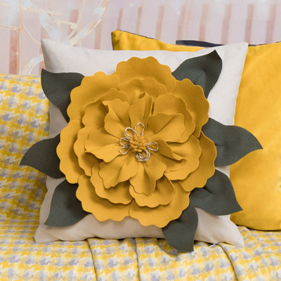 Decorative 3D Flower Throw Pillow Cover Accent Floral Pillowcase 18x18 Inch