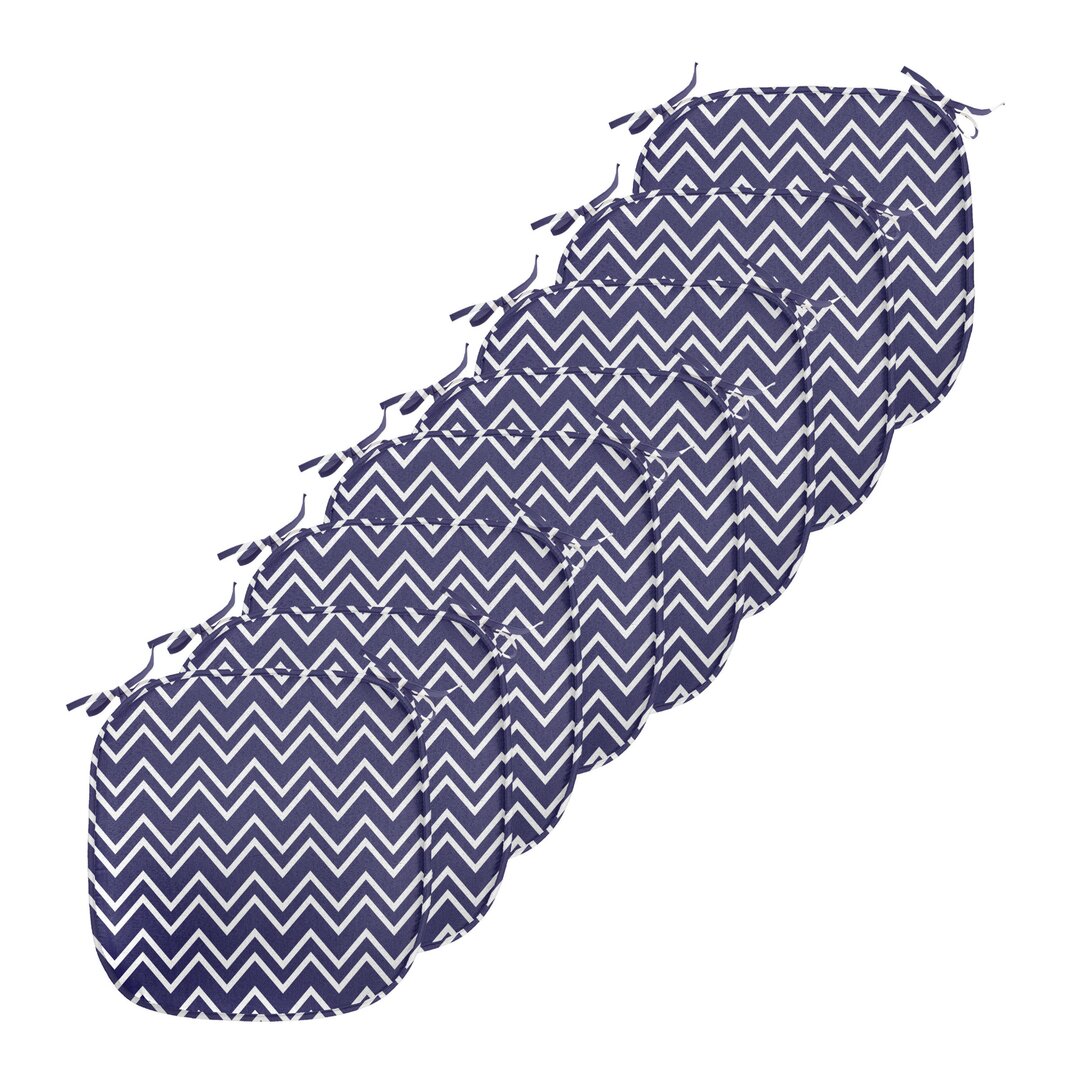 Kissen mit Riemen für Küchensitze, Zig Zag Modern Muster, Marineblau Weiß