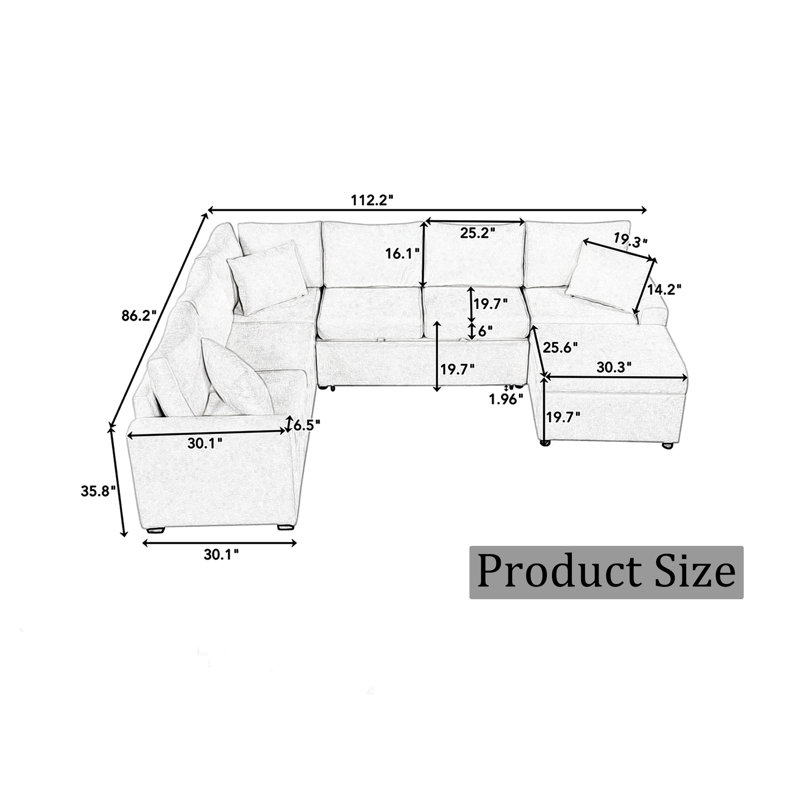 Diamyn Upholstered 112.2'' Sofa, Gray