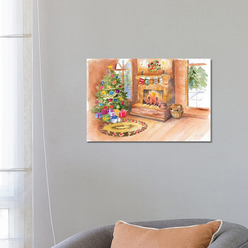 Santa's Fireplace And Tree Scene by Lanie Loreth - Wrapped Canvas Gallery-Wrapped Canvas Giclée
