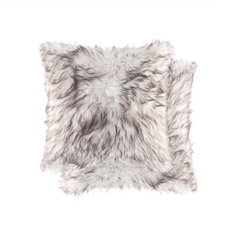 Gradient Chocolate Faux Fur Square Throw Pillows Set