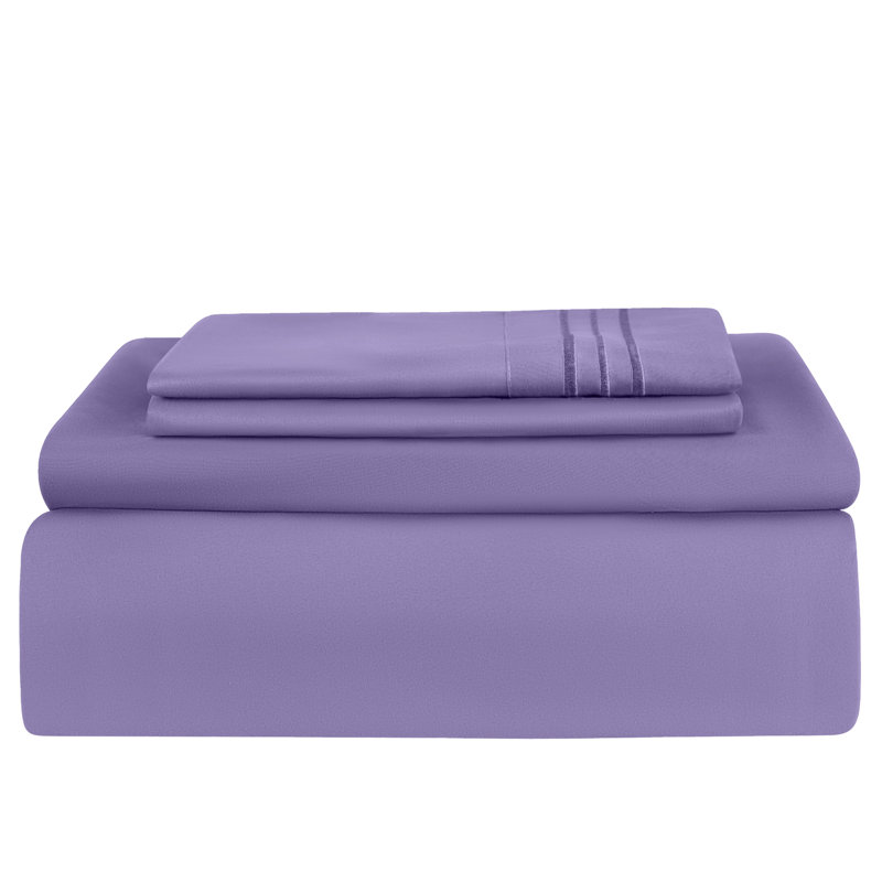 Ensemble de literie en microfibre 1800 Series, Lavande, Ensemble de draps pour taille de lit simple TG ave