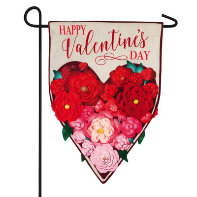 Double Sided 18'' H Linen Valentine's Day Garden Flag