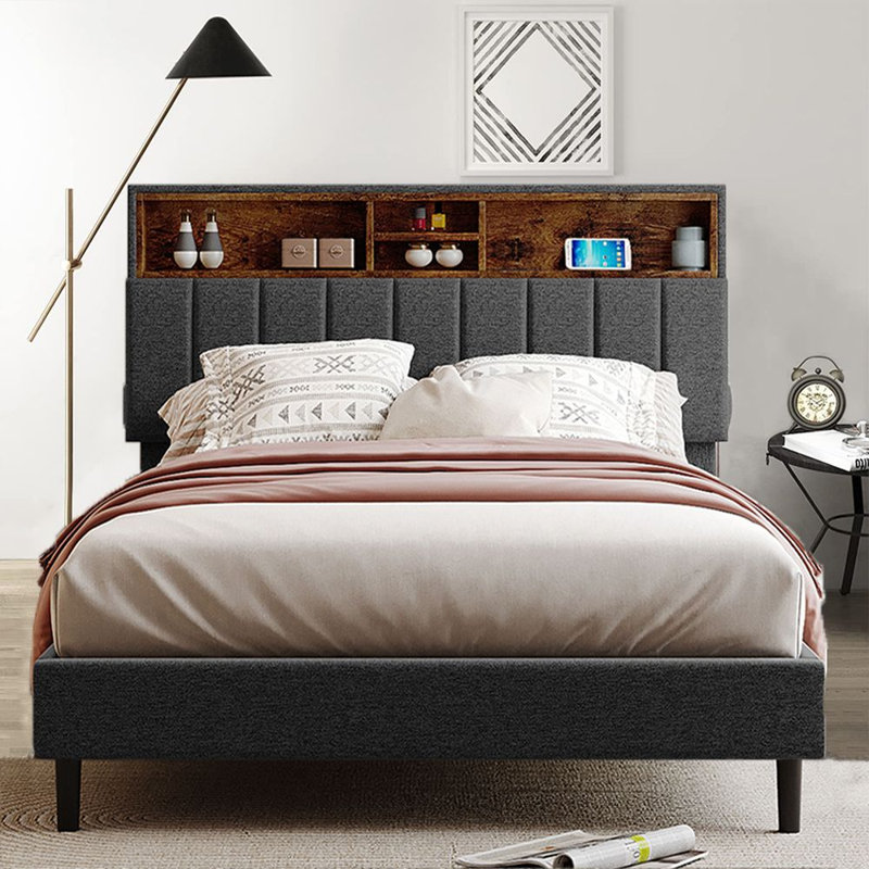 Grand lit-bateau avec rangement Kewell, Double, Gris