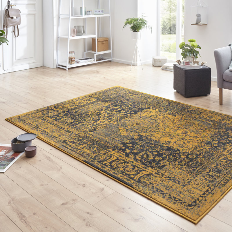 Celebration Plume Flatweave Yellow/Grey Rug, Rectangle 200 x 290cm