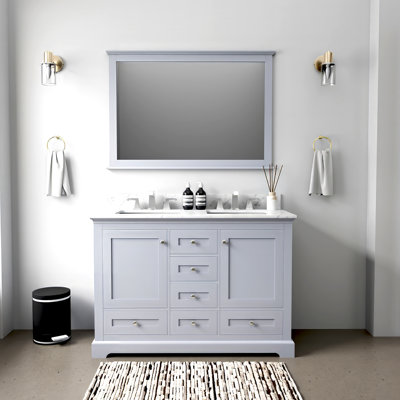 Dukes 48 in W x 22 in D Double Bath Vanity and 46 in Mirror
