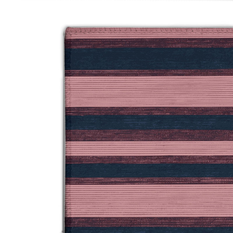 Tapis intérieur / extérieur rose HorizontalStripes, Rectangulaire 8 pi x 10 pi