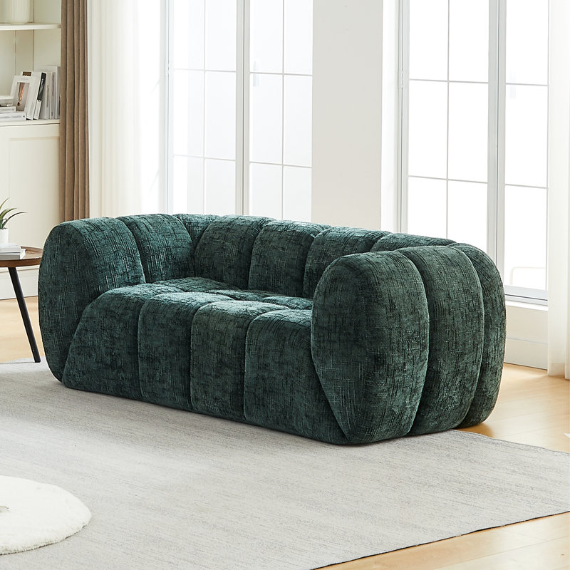 Causeuse en chenille avec coussin moelleux, Vert