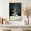 Moody, vert foncé, sapin de Noël, paysage d'hiver, décor de vacances, impression sur toile encadrée-107118546-107118542