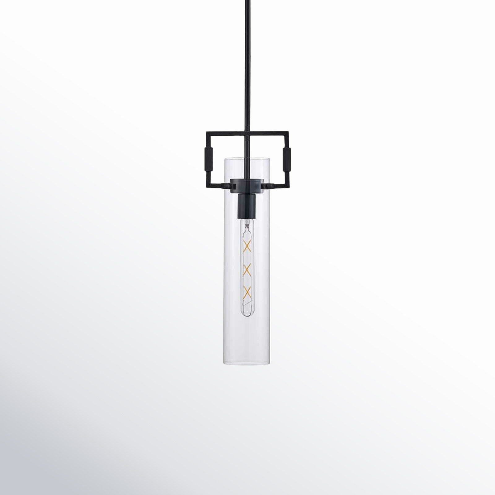 Mirabelle Single Light Glass Dimmable Pendant, Black