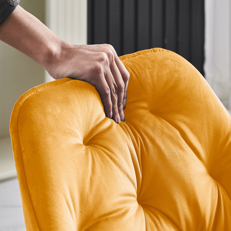 Velvet Tufted Upholstered Armchair Runge 50cm H, Yellow