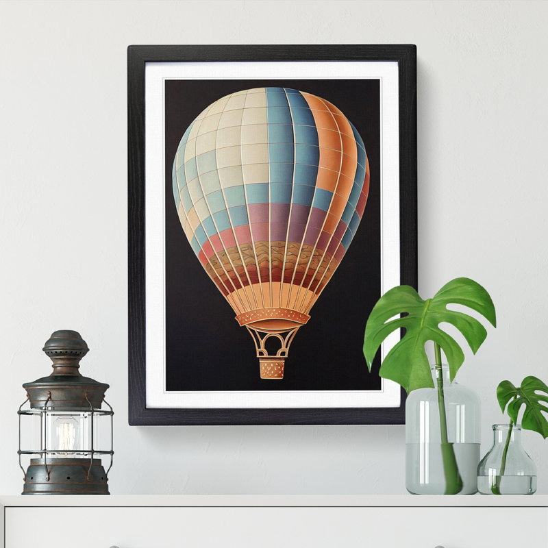 Gisbelle Hot Air Balloon Traditional Vol.2 - Framed Print, 34cm H x 25cm W x 2cm D, Black