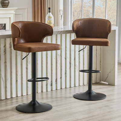Chaise de bar rotative moderne et ajustable, assise spacieuse et support à haut dossier (2 pièces)