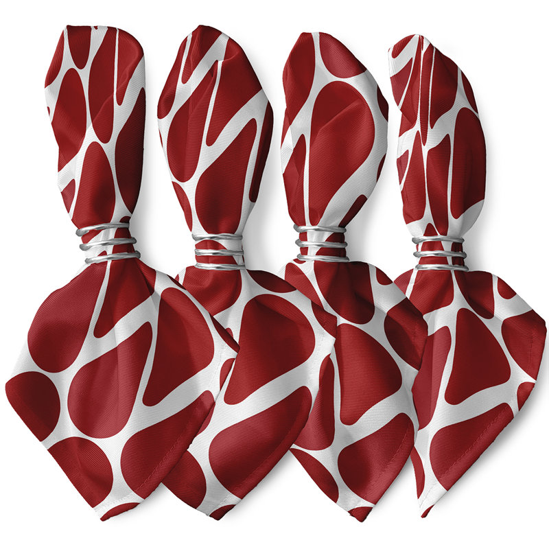 Synthia Polyester Geometric Square Napkin, Red
