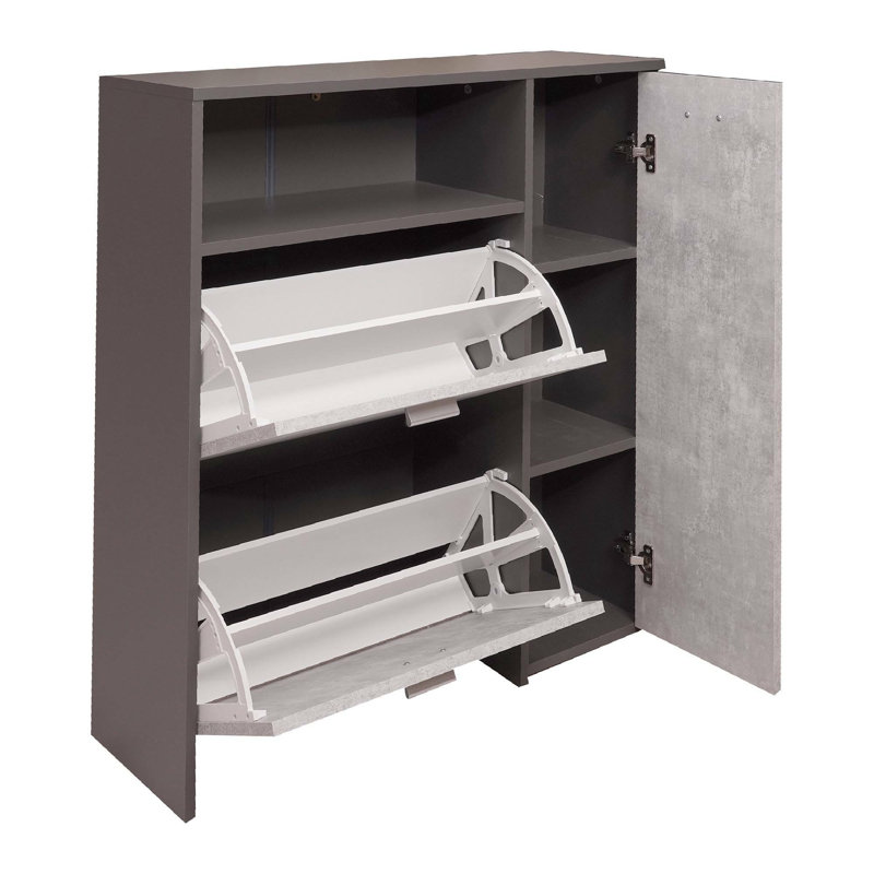 Modern Shoe Cabinet with 3 doors, Entrance Shoe Rack for 12 Pairs of Shoes, Made in Italy, 91x27h94 cm