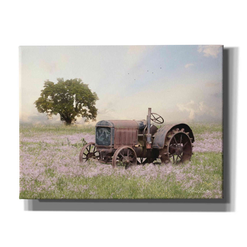 «Tractor at Sunset» par Lori Deiter, art mural sur toile, H 12 po x l 16 po x P 0,75 po