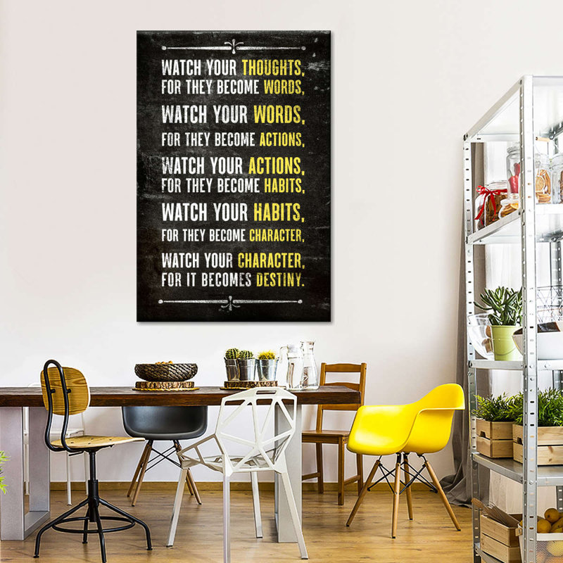 Citation célèbre sur toile, H 24 po x l 16 po x P 1,25 po