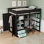 Lit mezzanine en bois avec bureau, armoire, rangement, port USB et éclairage DEL-1496360421-1496360442